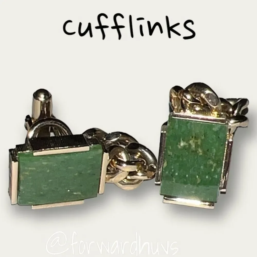 Vintage Stone Cufflinks with Goldtone Chain